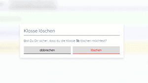 Bild: Die Sicherheitsfrage erinnert dich daran, dass das Löschen einer Klasse nicht rückgängig gemacht werden kann