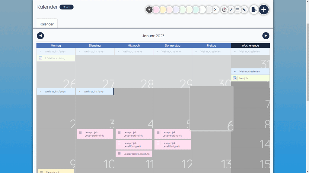 Bild des Kalenders aus der entzettelt App